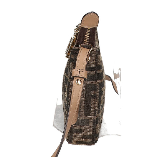 FENDI フェンディ 8BS073 BAGUETTE POUCH ズッカ柄 FFジャカードファブリック バゲットポーチ スリム クラッチ チェーンバッグ ショルダーバッグ