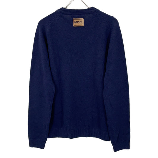 GUCCI グッチ 694786 ネイビーウール100 パッチ ニット セーター トップス