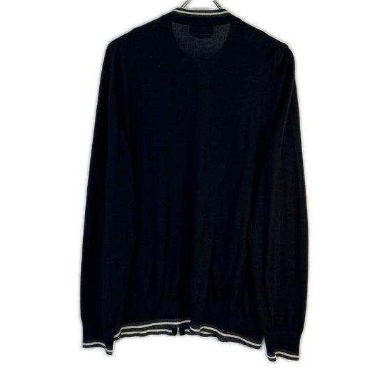 HERMES 62-5728 Black 100% Cashmere Zip Cardigan Top