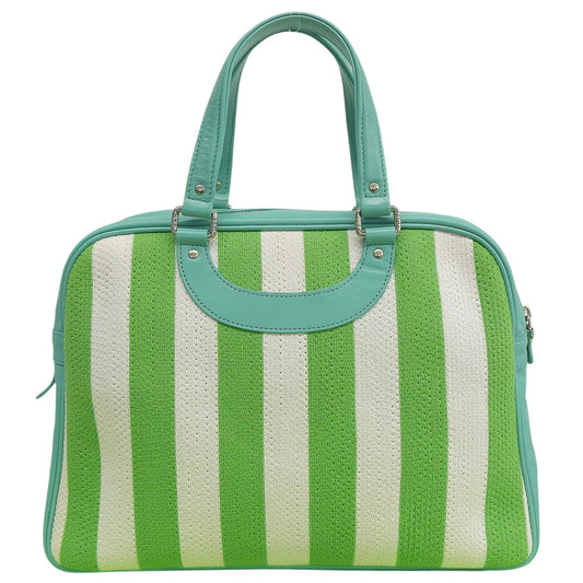 JacquesleCorre Jacques le Corre Stripe Rispond Canvas Leather Handbag Women's Green x White Handbag