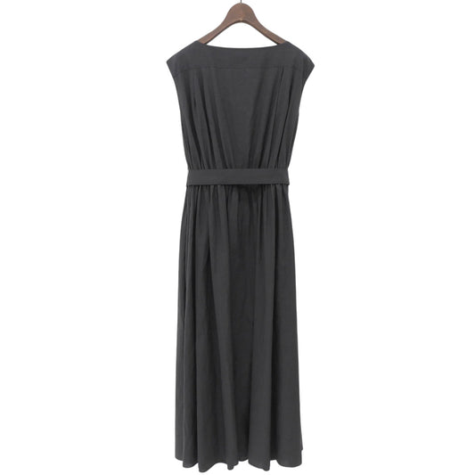 Excellent Condition Waist Mark Sleeveless Linen Cotton Long Dress with Belt for Women 36 Grey Dress 36 Women