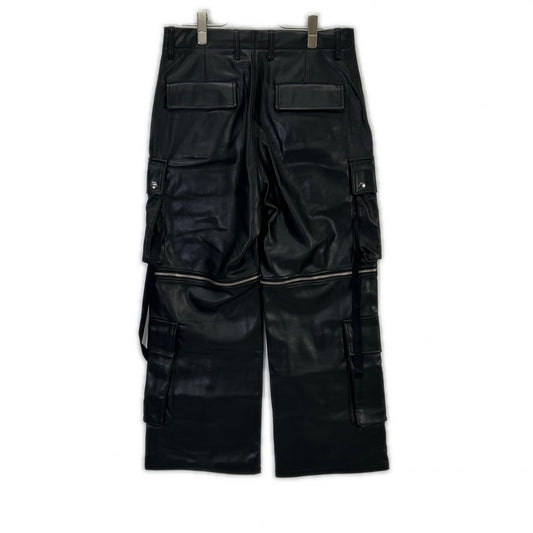HA010079TO Black Faux Leather 2-Way Pocket Cargo Pants Bottoms S Men's