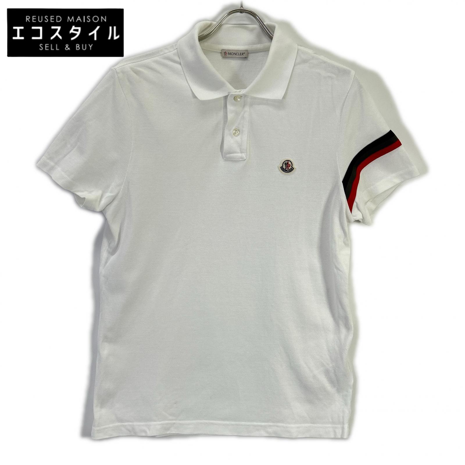 MONCLER ホワイト ポロシャツ MONCLER モンクレール ホワイト コットン ポロシャツ トップス – style
