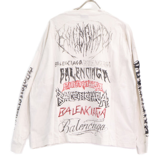 BALENCIAGA バレンシアガ 【国内正規/23年製】ヴィンテージ加工 DIY METAL メタルロゴ 長袖Tシャツ トップス