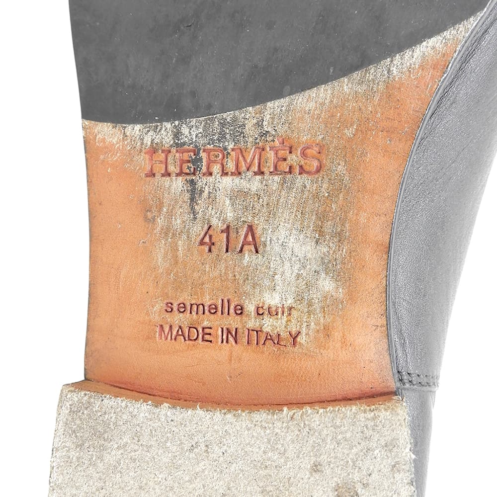 HERMES エルメス エクリプス モカシン レザー ローファー シューズ メンズ 黒 ブラック 41A シューズ