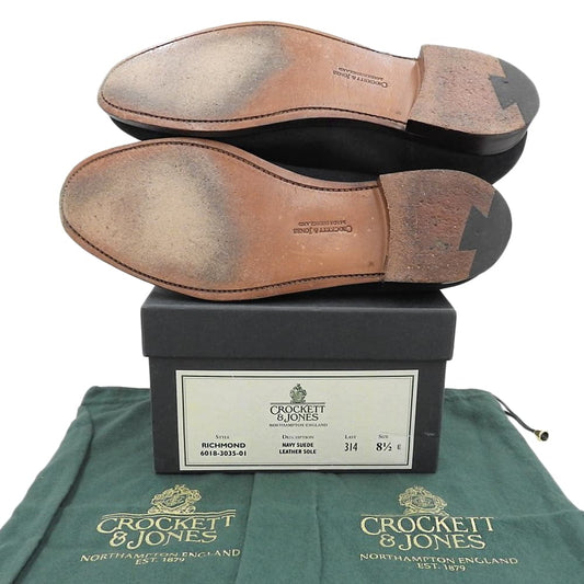 Crockett&Jones クロケット&ジョーンズ NAVY SUEDE ネイビースエード ラスト314 RICHMOND リッチモンド コインローファー 8 1/2E 6018 シューズ
