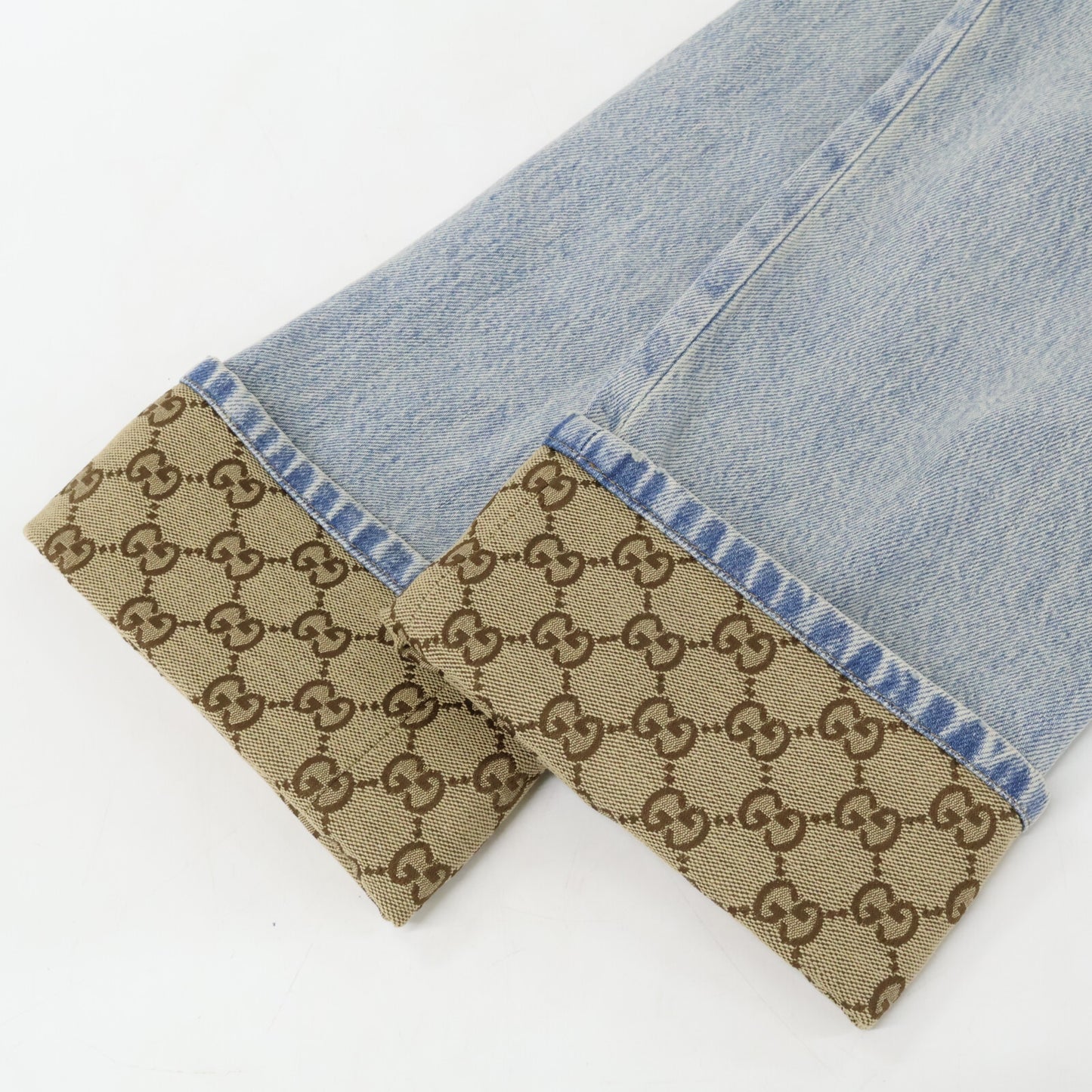 GUCCI グッチ 774078 ライトブルー GG ターンアップ ウォッシュドデニム パンツ ボトムス