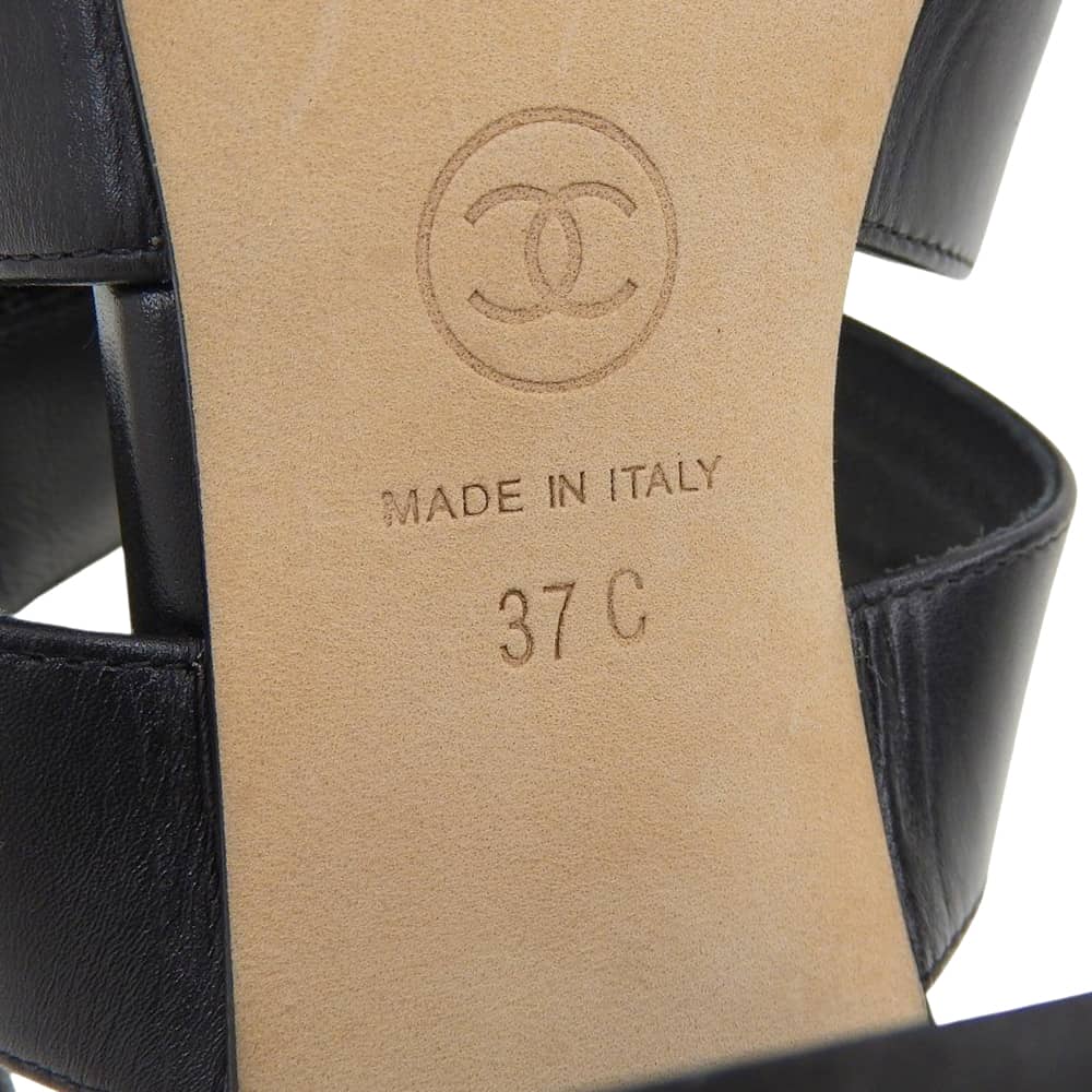 CHANEL シャネル ココマーク ターンロック バック ストラップ サンダル シューズ レディース ブラック 37 G32651 シューズ