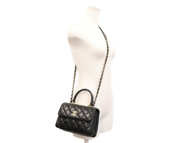 CHANEL シャネル AS4654 黒 ラム ゴールド金具 トレンディCC ミニトップハンドルフラップバッグ ショルダーバッグ