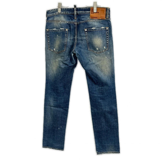 DSQUARED2 ディースクエアード 革パッチ ダメージ加工 デニムパンツ ジーンズ ボトムス