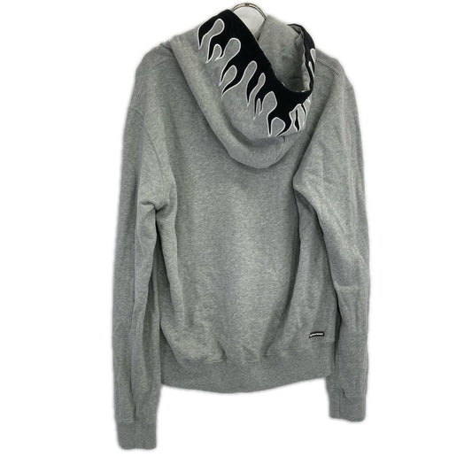 F.C.Real Bristol FCRB-190053 gray fire-pattern logo hooded pullover, top
