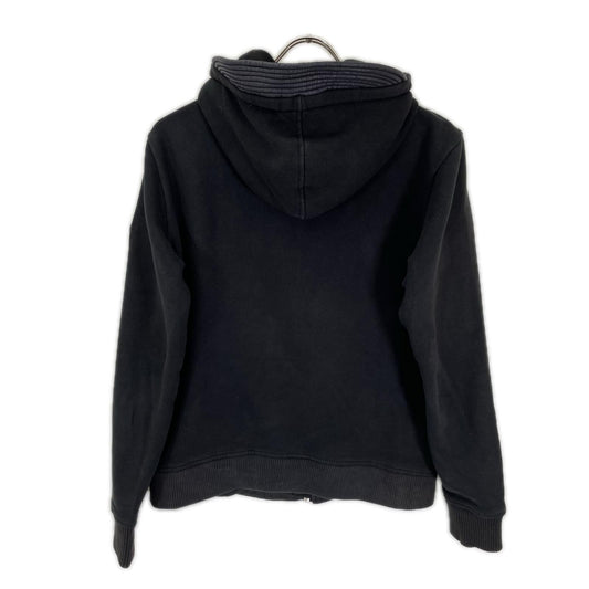 DIESEL ディーゼル Black×navy nylon mixed-material panel hooded zip-up jacket