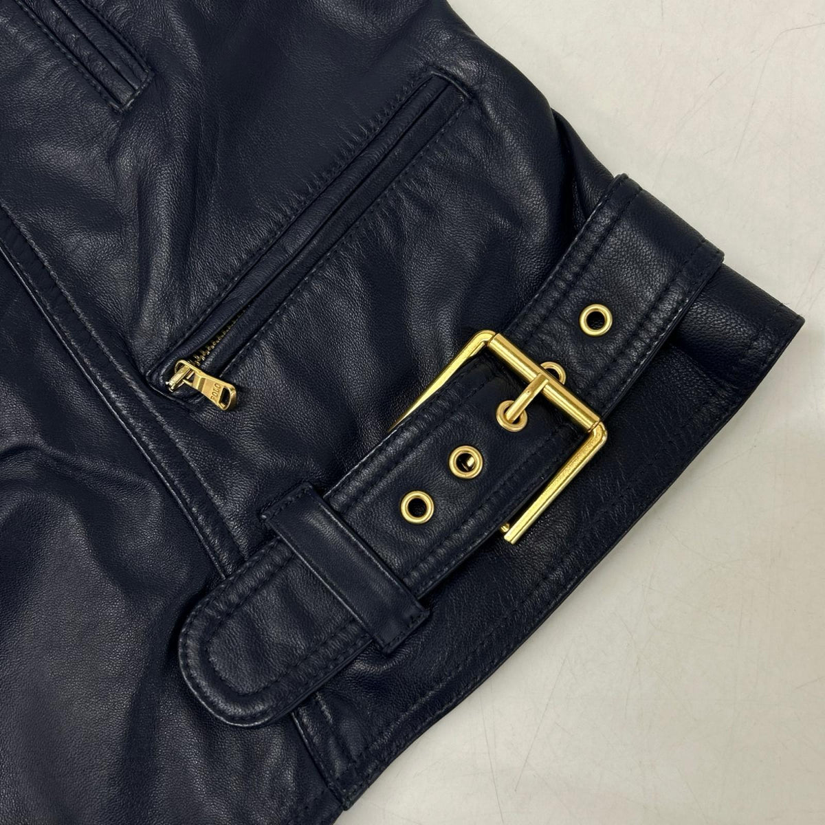 POLObyRalphLauren ポロラルフローレン ネイビー 羊革・ラム ダブルライダースジャケット ジャケット