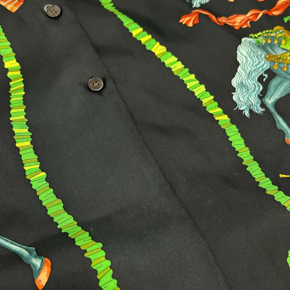 HERMES エルメス ブラック ヴィンテージ シルクシャツ トップス