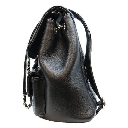 CHANEL シャネル AS3738 黒 ラム G金具 マトラッセ ココマーク バックパック リュックサック リュック バックパック