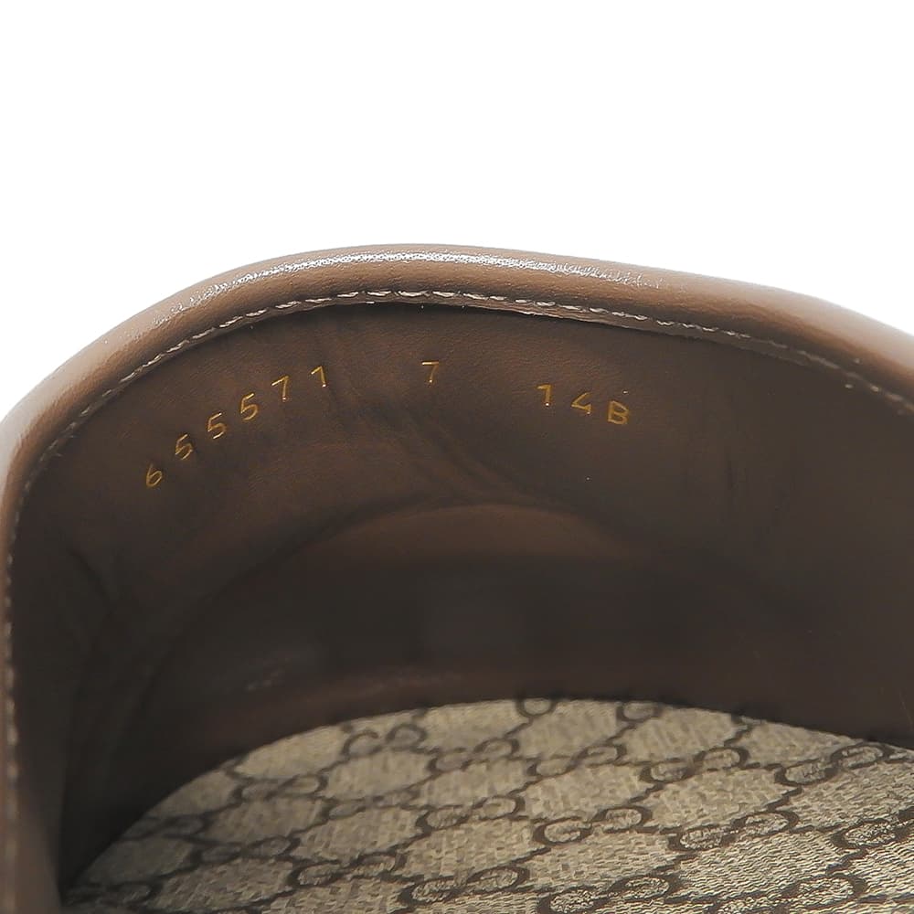 GUCCI グッチ 美品 GGスプリーム ホースビット ミュール シューズ メンズ ベージュ 7 655571 シューズ