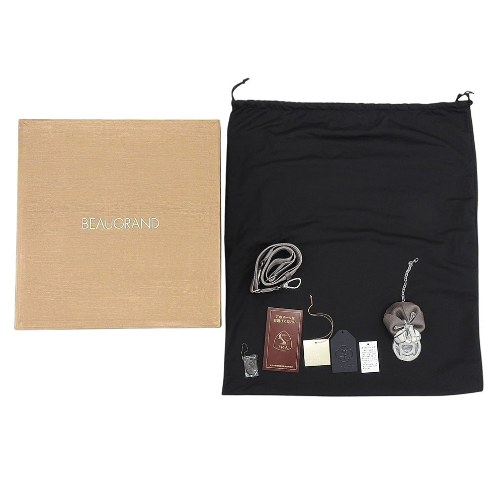 BEAUGRAND ボーグラン 新品同様 シボレザー 2WAY ワンショルダーバッグ ショルダーバッグ レディース グレー ホワイト JRA認定WAY ショルダーバッグ