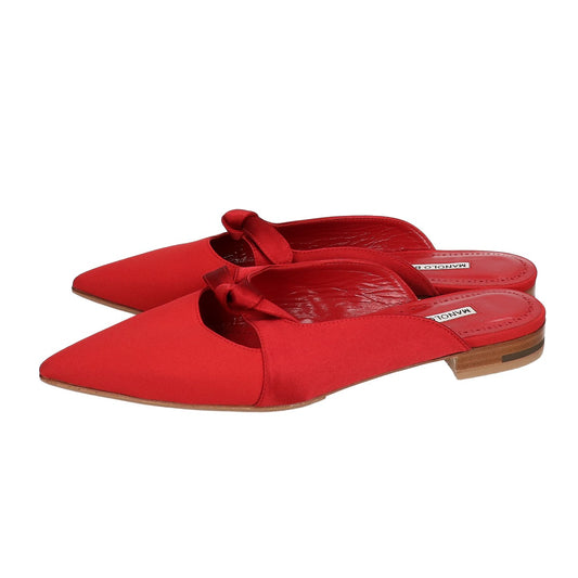 MANOLO BLAHNIK マノロブラニク 【美品】サテン ポインテッドトゥ フラット ミュール シューズ
