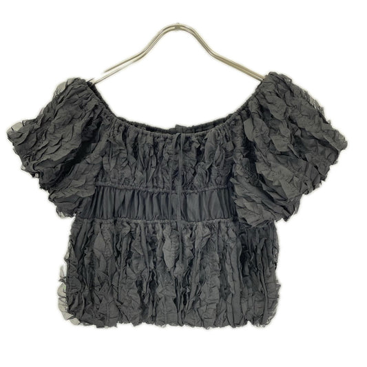 CLANE クラネ 10122-4153 ブラック W FACE TOPSTITCHED FRILL TOPS トップス