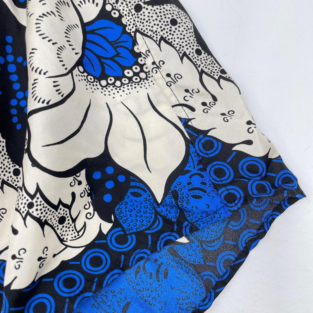 VALENTINO ヴァレンティノ 23SS 2V3AAA90939 ブルー×ホワイト シルク Flower Bandana Vacation Shirt/オープンカラーシャツ トップス