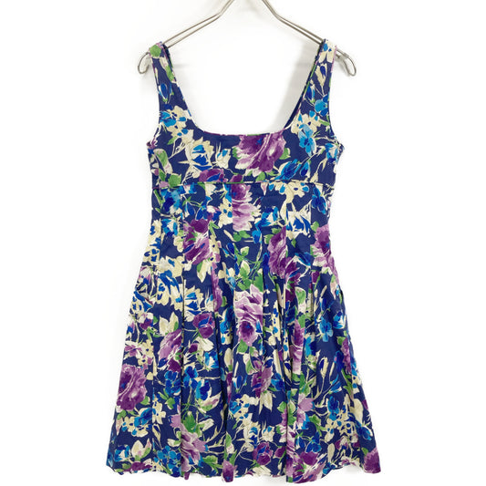 LAUREN RALPH LAUREN Blue Floral Sleeveless Dress Dress 8P Women's