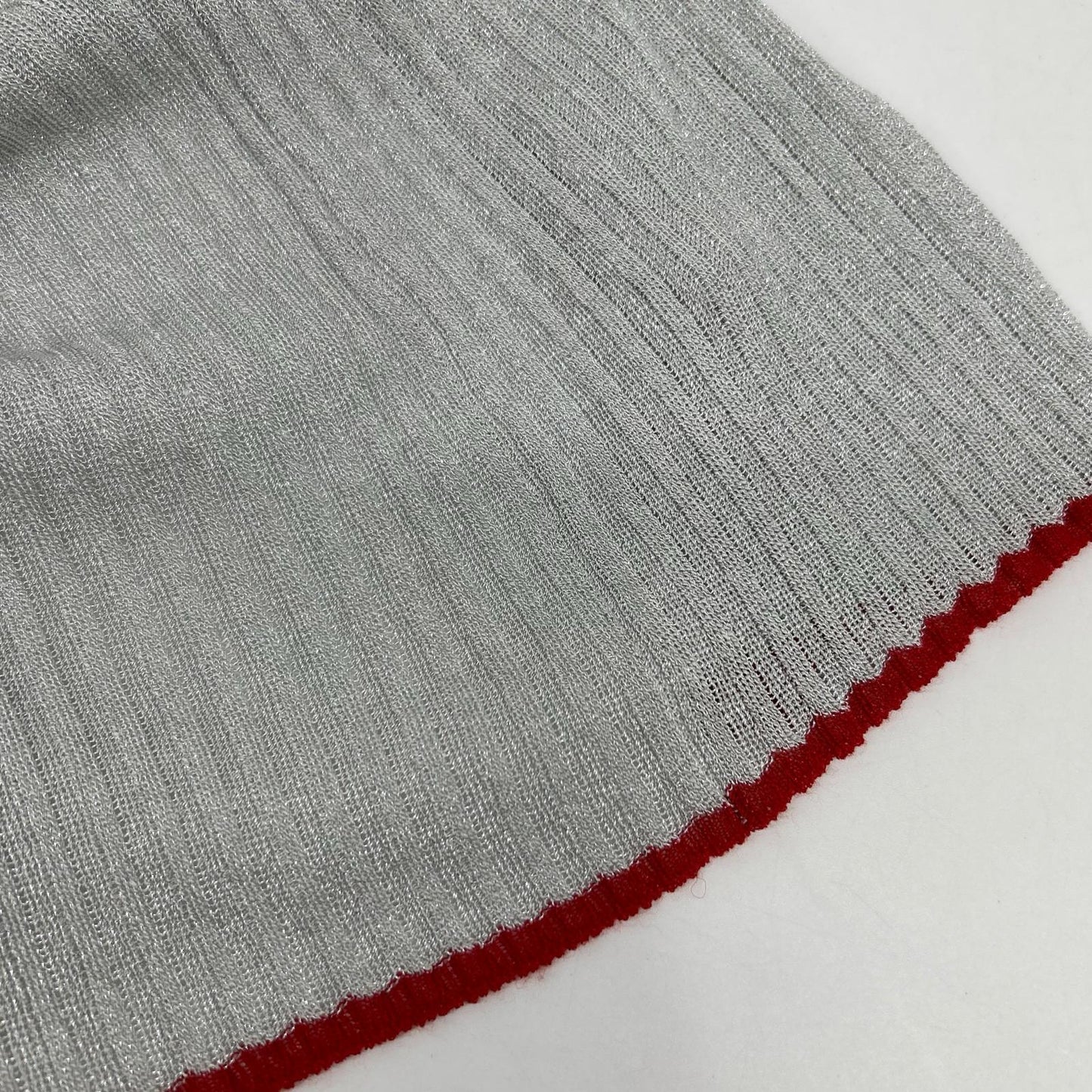 rag&bone 拉格与骨 F8-W284606KB 浅灰色×红色 亮丝针织 罗纹长开衫 上衣 S