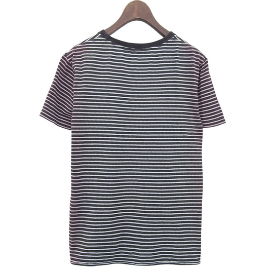 SAINT LAURENT PARIS サンローランパリ グラデーション ボーダー Tシャツ トップス レディース ホワイト×ブラック XS 644057 20年 トップス