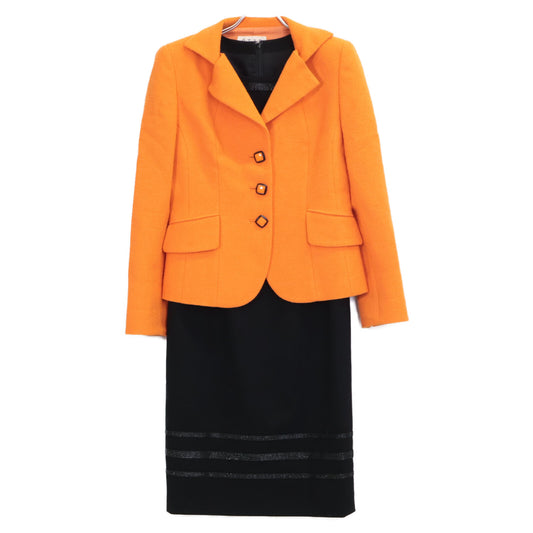 Orange Wool Tailored Jacket, Dress, Suit Set Up 9 Ladies
