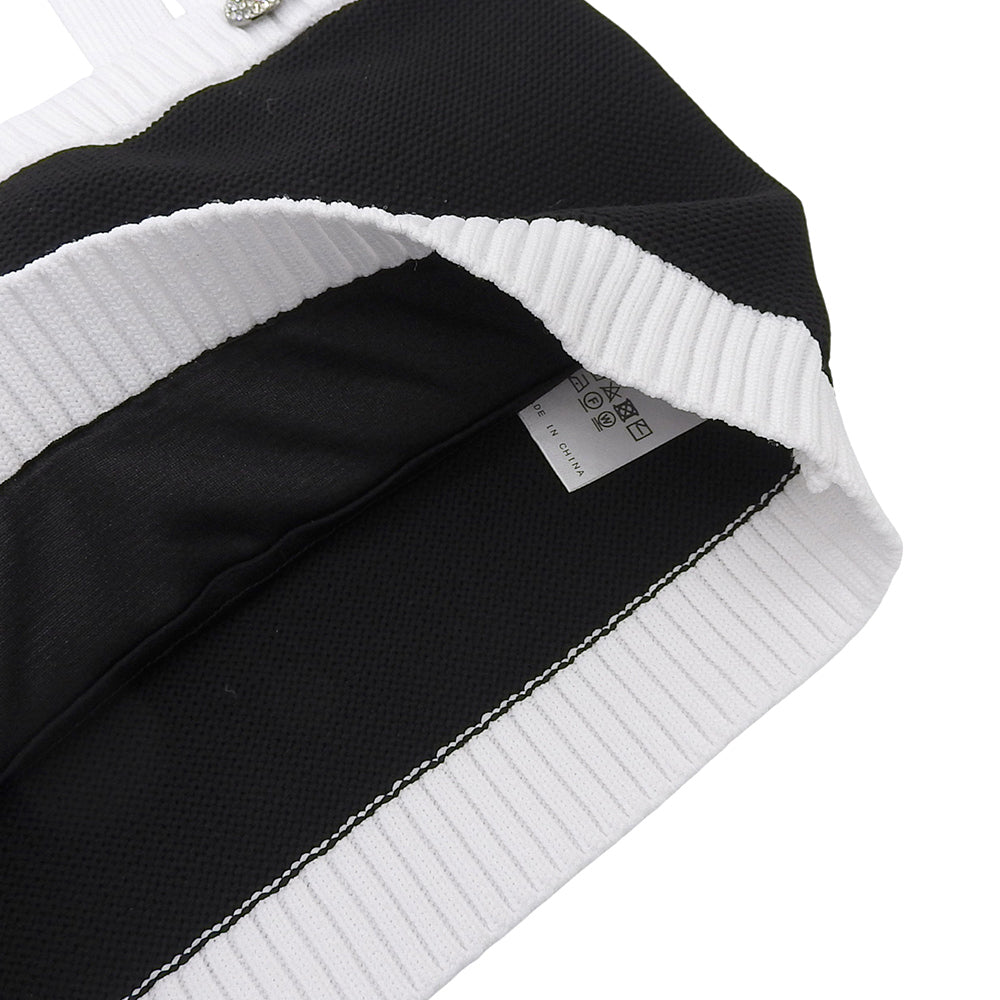 sheller sheller Excellent Condition Bijou Button Knit Bustier Top Women's Black White F SL191040520 Tops