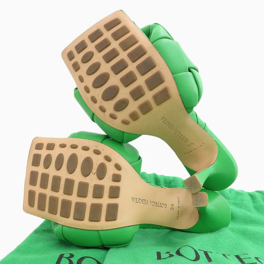 BOTTEGA VENETA Bottega Veneta Rubber Lido Intrecciato Leather Sandals Pumps Women's Green 34 Shoes