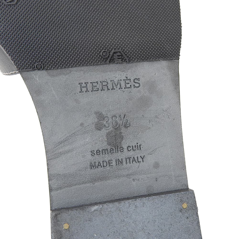 HERMES Hermes Beautiful Oran Flat Sandals Shoes Women's Black 36 1/2 Shoes