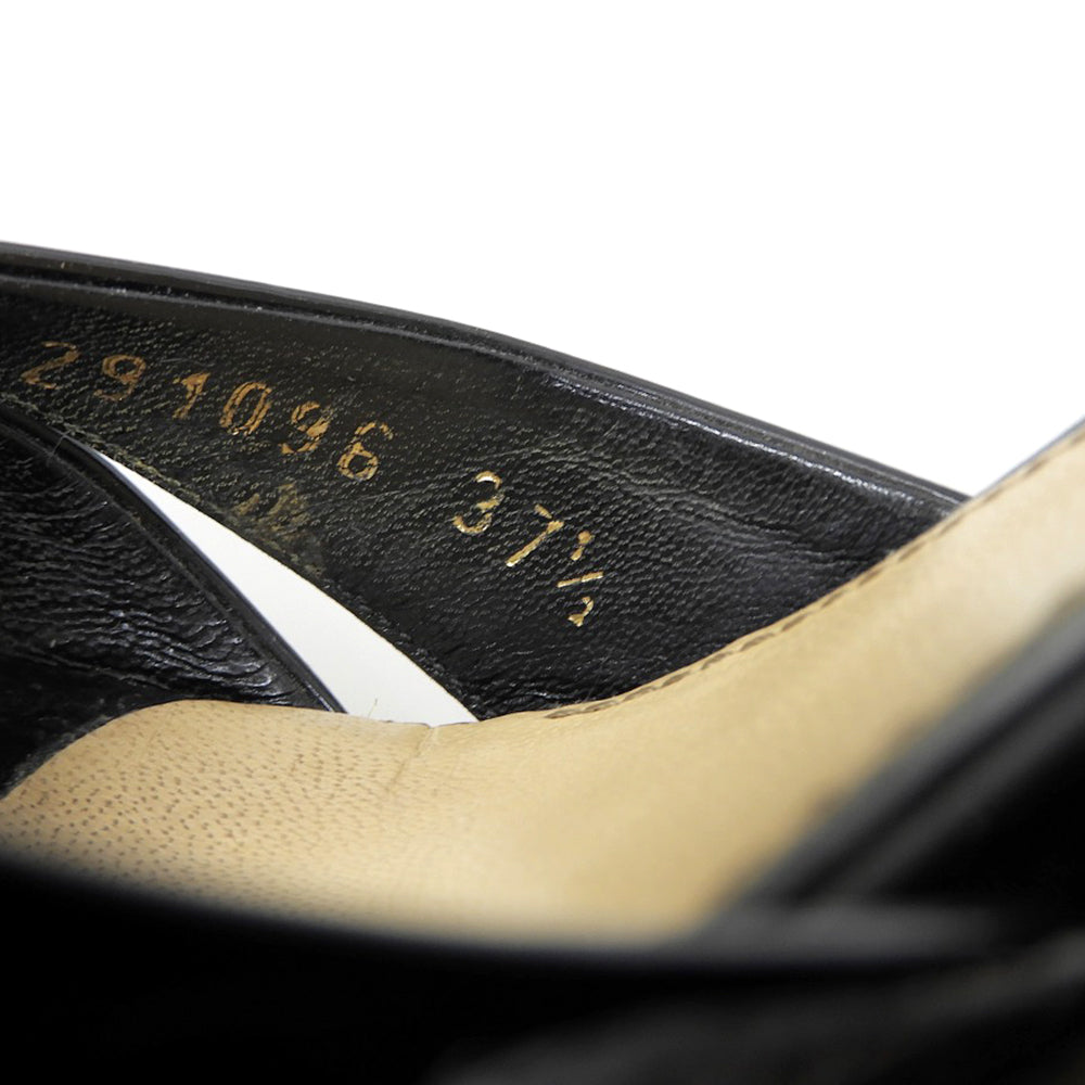 GUCCI グッチ マイクログッチシマ パテントレザー ウェッジソール サンダル シューズ レディース 黒 ブラック37 1/2 291096 シューズ 37 1/2