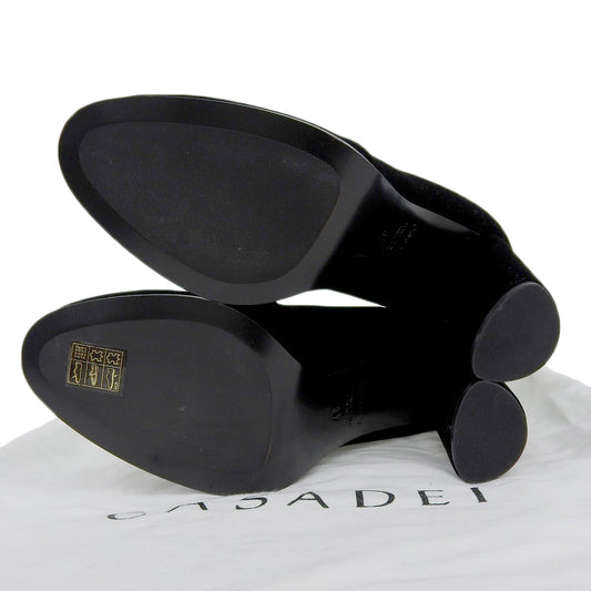 CASADEI Beautiful Velvet Short Boots Women's Black 37 Shoes