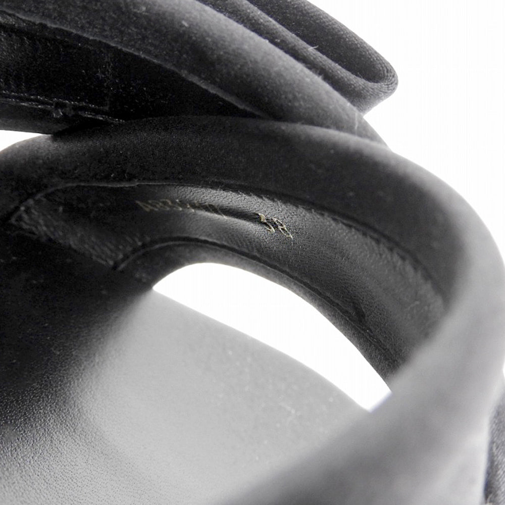 Sergio Rossi セルジオロッシ 新品同様 SRクリスタル サテン サンダル シューズ レディース ブラック 38 A83910 シューズ 38