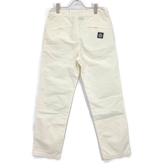 STONE ISLAND 7415315WA Ivory Logo Patch Washed Trousers Bottoms