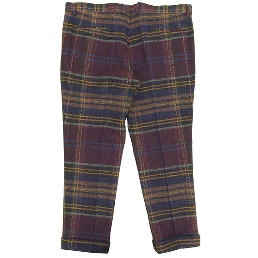 Excellent condition Alpaca Wool Plaid Pants Bottoms Men's Multicolor Purple Bottoms ― Men's