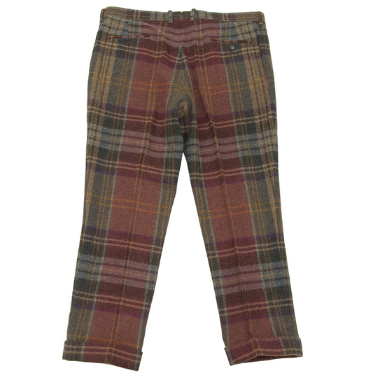 Excellent condition Alpaca Wool Check Pants Bottoms Men's Red-based Multicolor Bottoms ― Men's