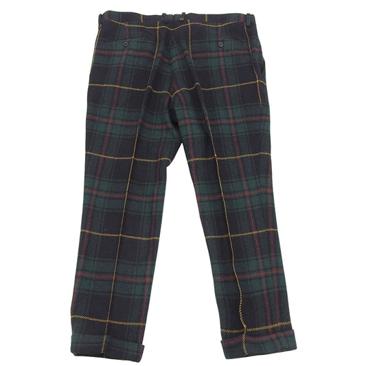 Excellent condition alpaca wool check pants, bottoms, men's, green x navy x red, bottoms - men's