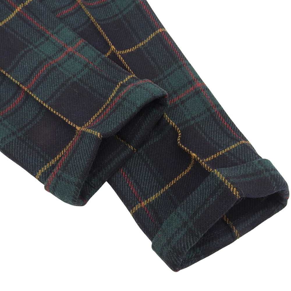 Excellent condition alpaca wool check pants, bottoms, men's, green x navy x red, bottoms - men's