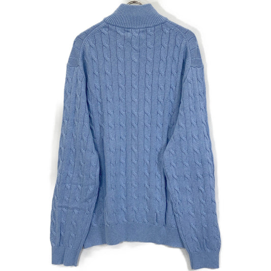 Light Blue Half-Zip Cable Knit Sweater Top XXL Men's