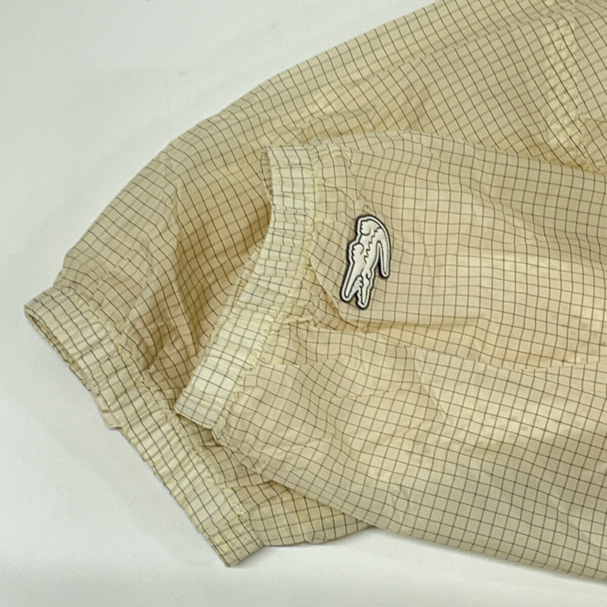 Lacoste BH0122-99 Beige grid nylon zip-up jacket Jacket