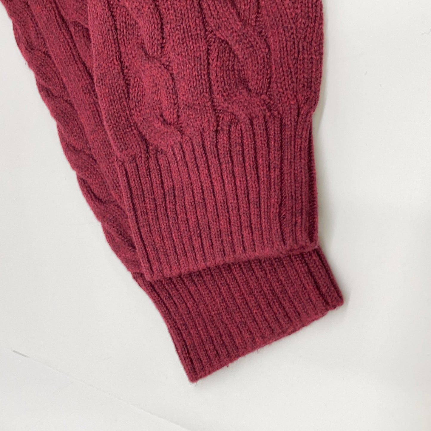POLO RALPH LAUREN Bordeaux Cotton Half-Zip Cable Sweater Top XXL