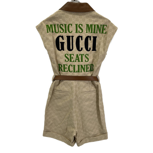 GUCCI 676198 Beige GG Pattern Cotton All-in-One with Belt Overalls