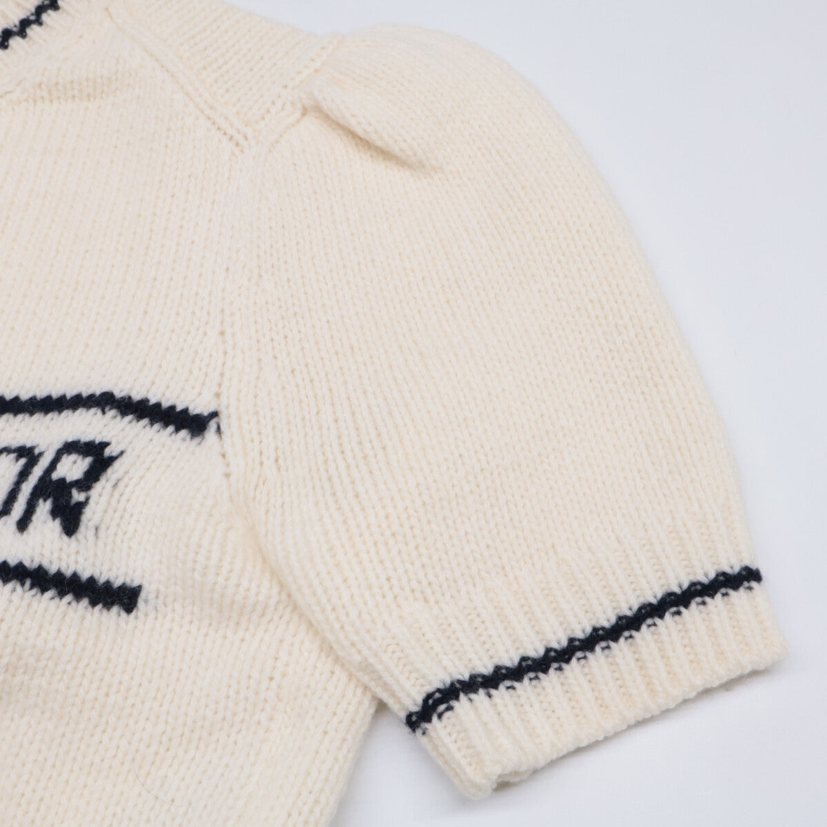 Christian Dior クリスチャンディオール 【国内正規】154S09AM305 ロゴ入り カシミヤxウール 半袖ニットセーター/ トップス I:38