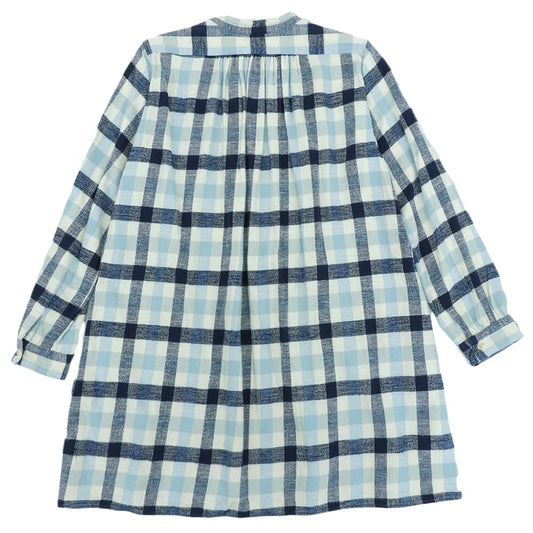 45rpm 45rpm cotton flannel tartan-check half-button tunic dress women's blue 2 dress