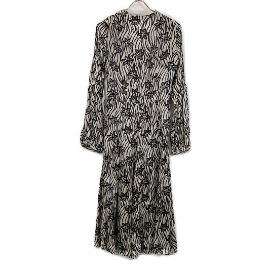 DRIES VAN NOTEN 20SS Black x Gray Rayon Silk Floral Velvet Sleeve Switching Dress