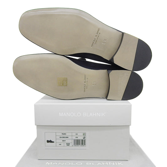 MANOLO BLAHNIK マノロブラニク 新品同様 TRURO スエード ローファー シューズ メンズ ネイビー 6 1/2 324-2905-0009 シューズ