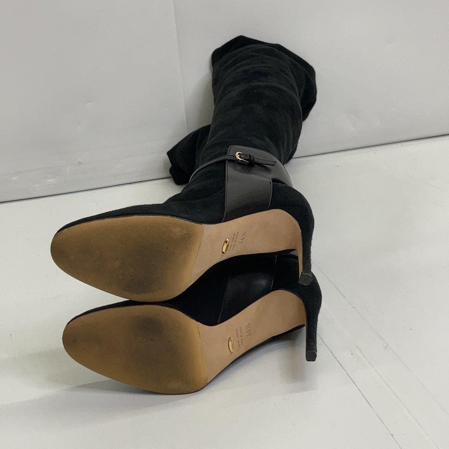 Black Suede Thigh-High Boots Shoes 36 1/2 Women's