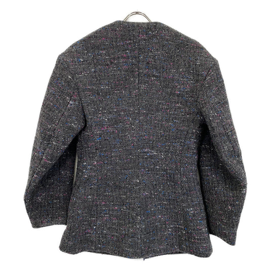 GANNI F7574 Gray Donegal Wool-Blend Bouclé Tweed Jacket Jacket