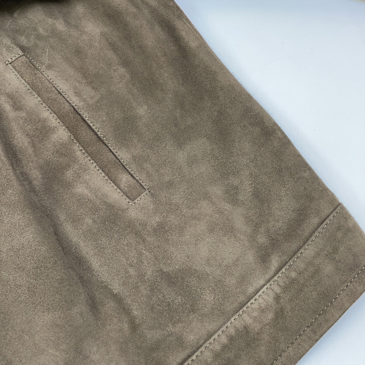 Khaki Brown Suede Jacket Blouson 38 Women's